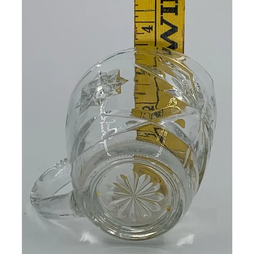 Anchor Hocking Creamer Clear Star Of David Pressed Glass 4 Oz Pitcher Handle